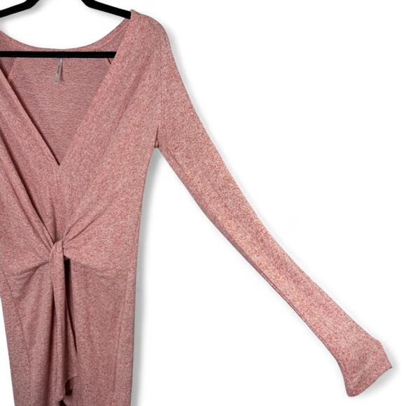 Free People Pink Knit Tie Front Sweater Dress - Size S Minimalist Indie Fall - Picture 6 of 12